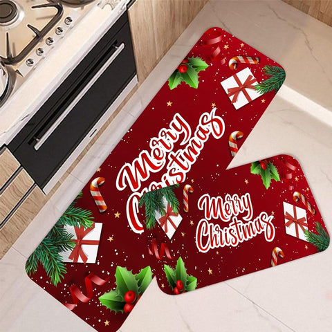 Juego de 2 alfombras de cocina de Navidad