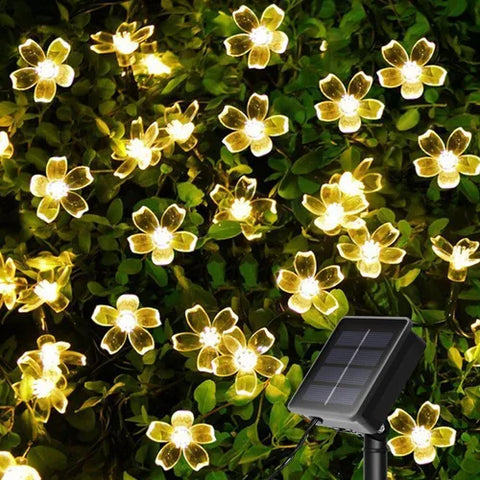 Luz solar guirnalda flores